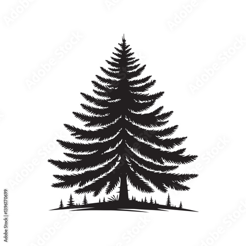 Spruce Tree Vector Silhouette, Elegant Evergreen Tree Outline, Nature-Inspired Clipart for Wall Art, Logos, Stickers, Apparel, Digital Prints, Crafts, Posters, and Home Decor.