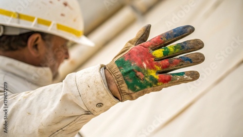 Paint-Stained Hand – Artistic Manual Work Close-Up