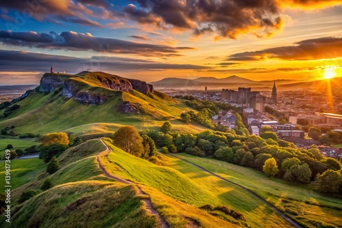 Minimalist Holyrood Park, Edinburgh: Sunrise over Arthur's Seat