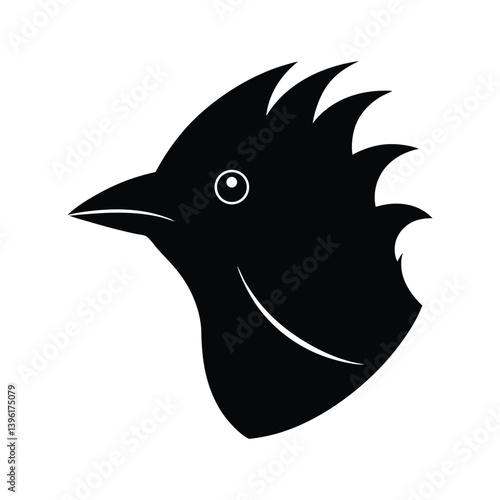 silhouette of a cuckoo head on white background 