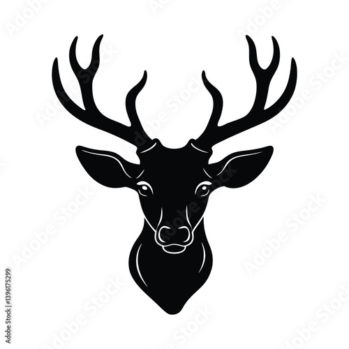 Deer Head Silhouette on White Background
