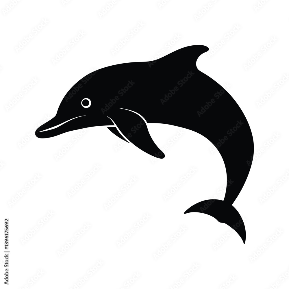 Fototapeta premium Dolphin Head Silhouette on White Background