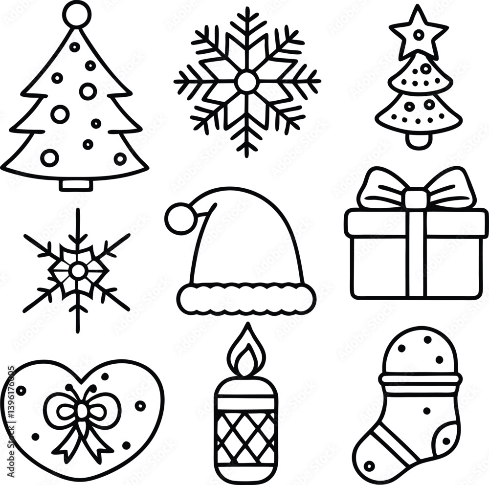 Christmas Editable Stroke Icon Set Christmas Editable Stroke Icon Set