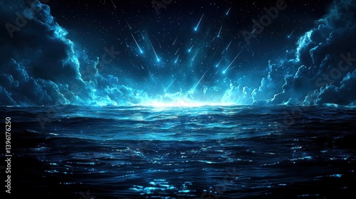 Wallpaper Mural Celestial blue sea at night Torontodigital.ca