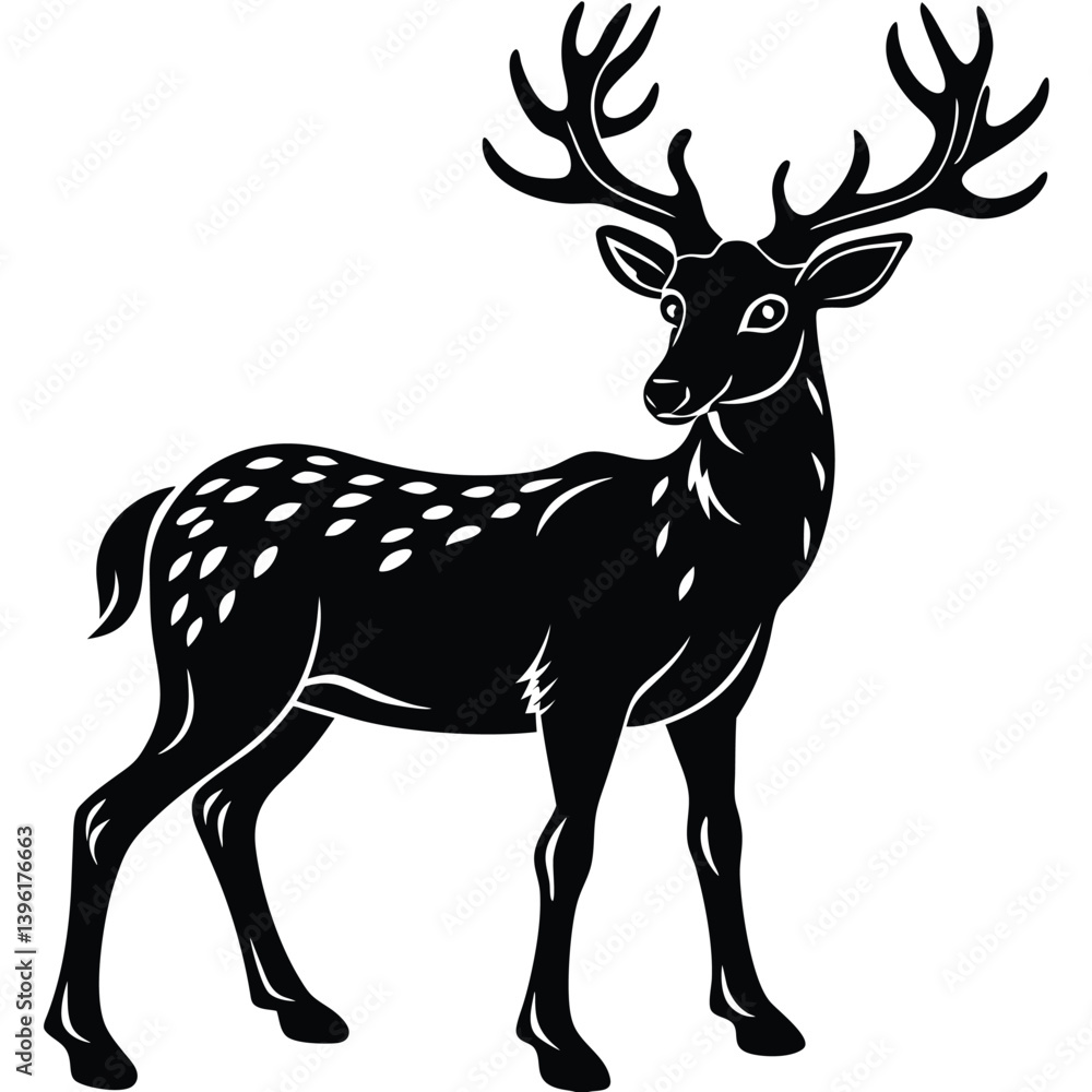Fototapeta premium Wild deer silhouette vector illustration mammal