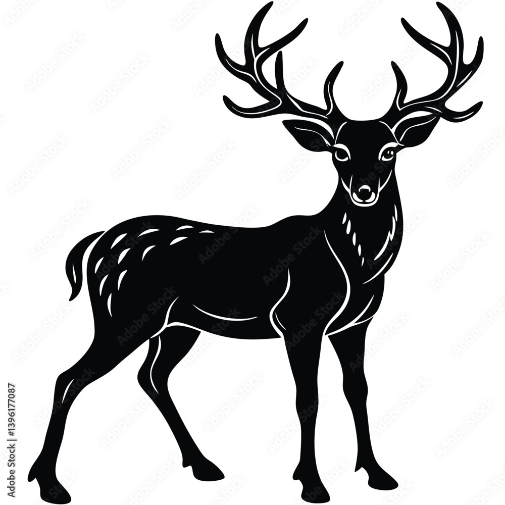 Fototapeta premium Wild deer silhouette vector illustration mammal