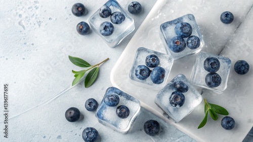 Frozen Blueberries in Ice – Minimal Style
