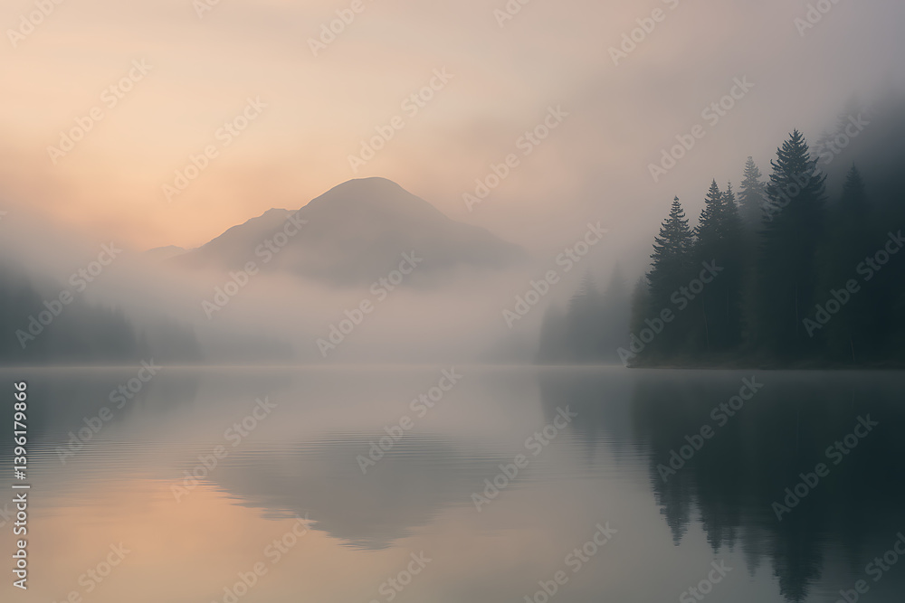 Fototapeta premium Fog over the lake
