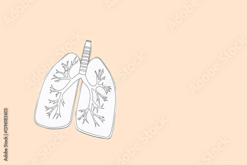 Drawn paper lungs on beige ...