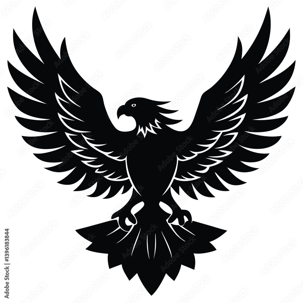 Obraz premium Black eagle silhouette vector illustration features tribal wing design