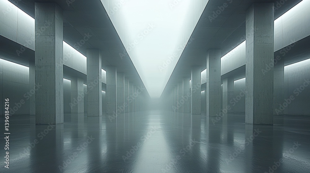 Fototapeta premium Empty, modern concrete tunnel