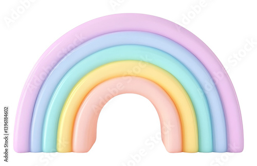 Pastel rainbow arch with soft colors and tactile design in 3d illustration