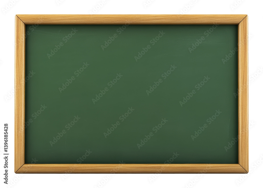 Empty green chalkboard with wooden frame isolated on a transparent background Empty green chalkboard with wooden frame isolated on a transparent background