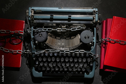 Vintage typewriter with cha...