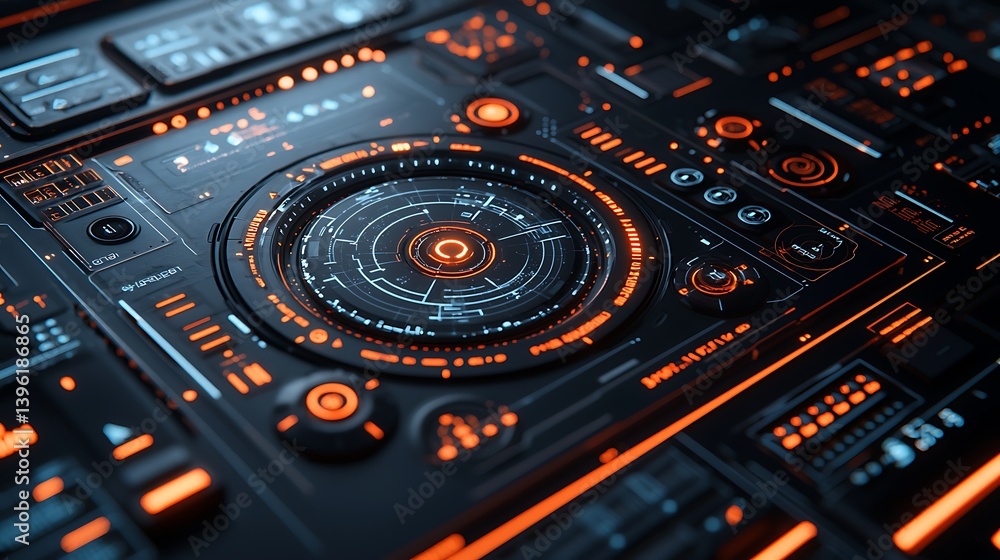 Obraz premium Futuristic Tech Interface Control Panel