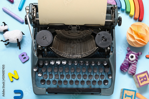 Vintage typewriter and knit...