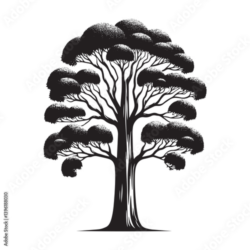 Poplar Tree Vector Silhouette, Elegant Tree Outline, Nature-Inspired Clipart for Wall Art, Logos, Stickers, Apparel, Digital Prints, Crafts, Posters, and Home Decor.