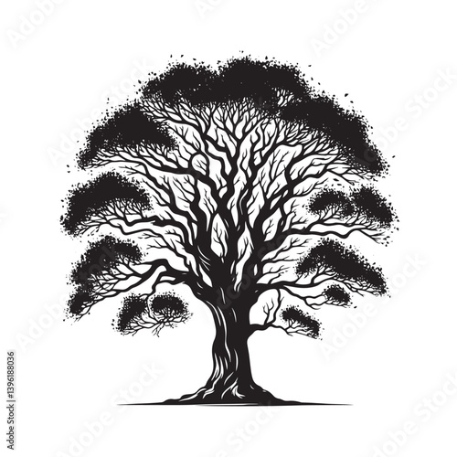 Poplar Tree Vector Silhouette, Elegant Tree Outline, Nature-Inspired Clipart for Wall Art, Logos, Stickers, Apparel, Digital Prints, Crafts, Posters, and Home Decor.