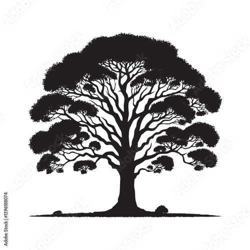 Poplar Tree Vector Silhouette, Elegant Tree Outline, Nature-Inspired Clipart for Wall Art, Logos, Stickers, Apparel, Digital Prints, Crafts, Posters, and Home Decor.