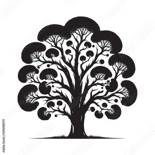 Poplar Tree Vector Silhouette, Elegant Tree Outline, Nature-Inspired Clipart for Wall Art, Logos, Stickers, Apparel, Digital Prints, Crafts, Posters, and Home Decor.
