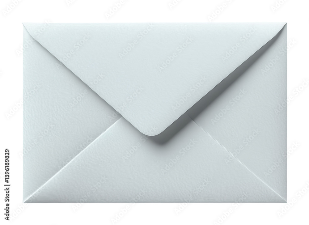 White closed envelope on a transparent background, classic stationery item White closed envelope on a transparent background, classic stationery item