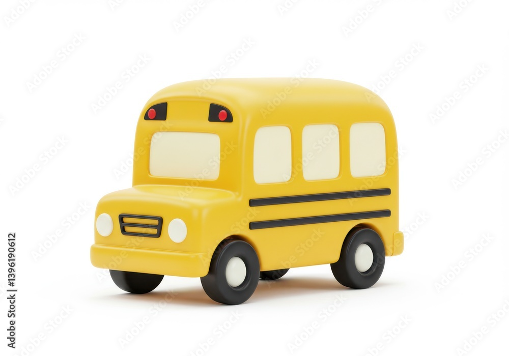 A yellow toy school bus isolated on white background A yellow toy school bus isolated on white background