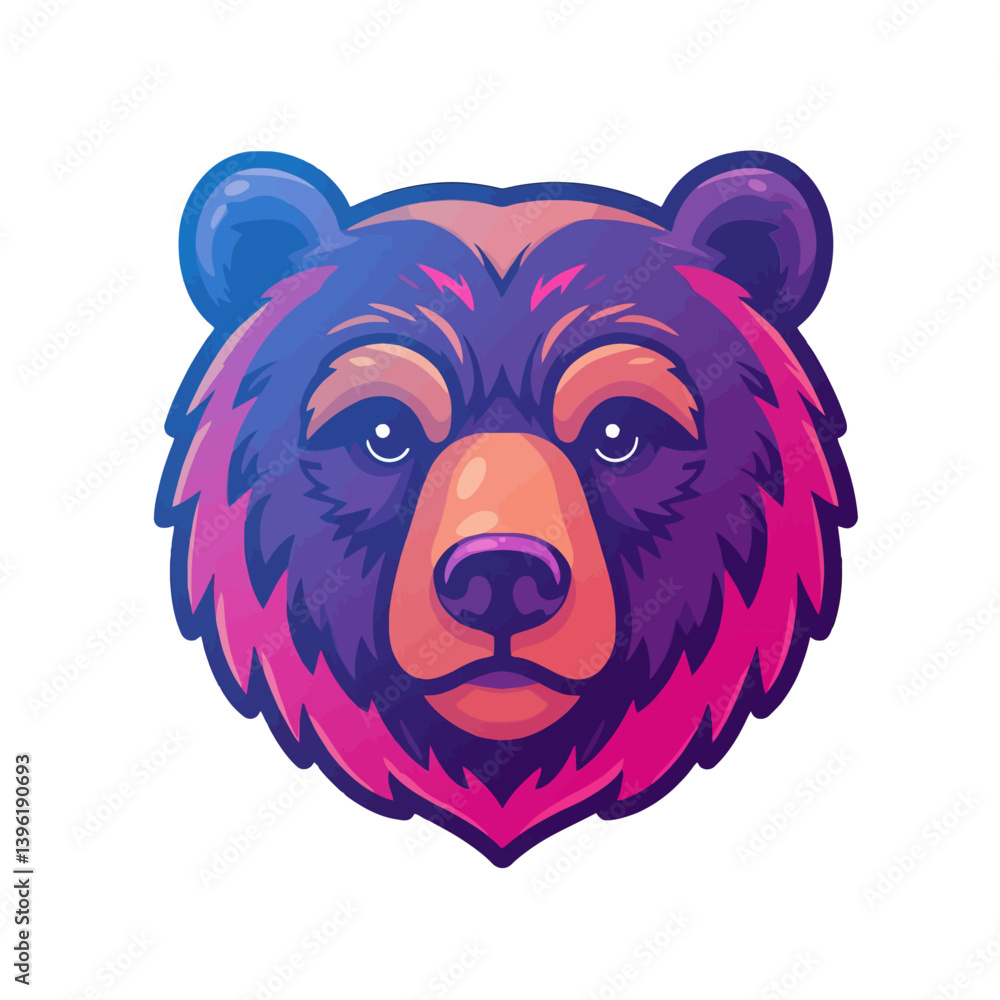 Colorful Bear Head Illustration Colorful Bear Head Illustration