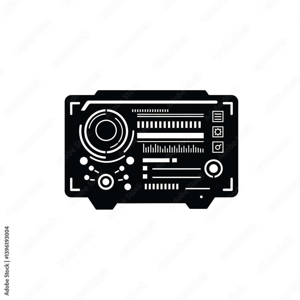 Futuristic Black And White Hud Interface Display Concept For Technology And Scifi Visuals Futuristic Black And White Hud Interface Display Concept For Technology And Scifi Visuals