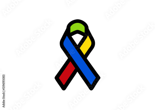 Colorful Puzzle Piece Ribbon Autism Awareness Symbol