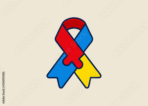 Colorful Puzzle Piece Ribbon Autism Awareness Symbol