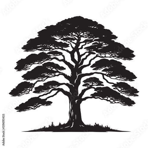 Pine Tree Vector Silhouette, Elegant Evergreen Tree Outline, Nature-Inspired Clipart for Wall Art, Logos, Stickers, Apparel, Digital Prints, Crafts, Posters, and Home Decor.