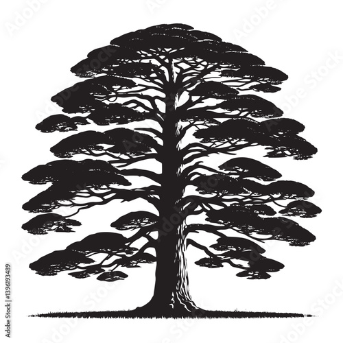 Pine Tree Vector Silhouette, Elegant Evergreen Tree Outline, Nature-Inspired Clipart for Wall Art, Logos, Stickers, Apparel, Digital Prints, Crafts, Posters, and Home Decor.
