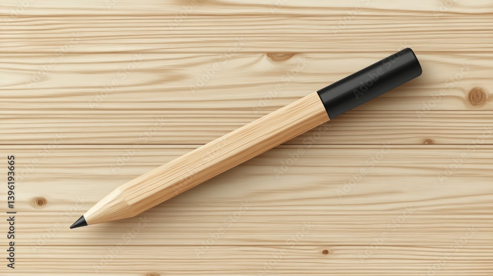 A classic wooden pencil resting on a natural wood grain surface ideal for education creativit A classic wooden pencil resting on a natural wood grain surface ideal for education creativit