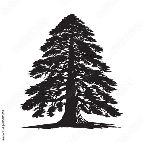 Pine Tree Vector Silhouette, Elegant Evergreen Tree Outline, Nature-Inspired Clipart for Wall Art, Logos, Stickers, Apparel, Digital Prints, Crafts, Posters, and Home Decor.