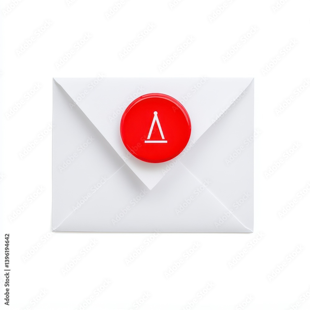 White Envelope with Red Triangle Seal on White Background White Envelope with Red Triangle Seal on White Background