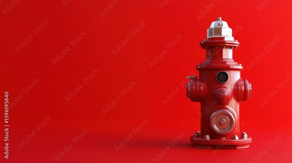 A vibrant red fire hydrant standing out against a matching red background ideal for safety em A vibrant red fire hydrant standing out against a matching red background ideal for safety em