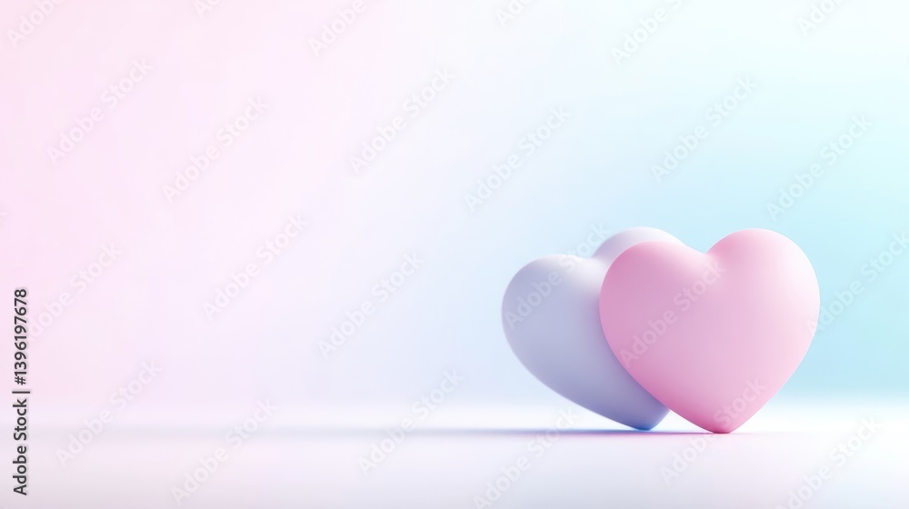 Two pastel hearts on a soft background Two pastel hearts on a soft background