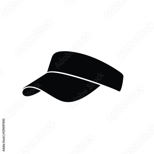 Black Visor Hat Icon For Sun Protection Sports Or Summer Activities
