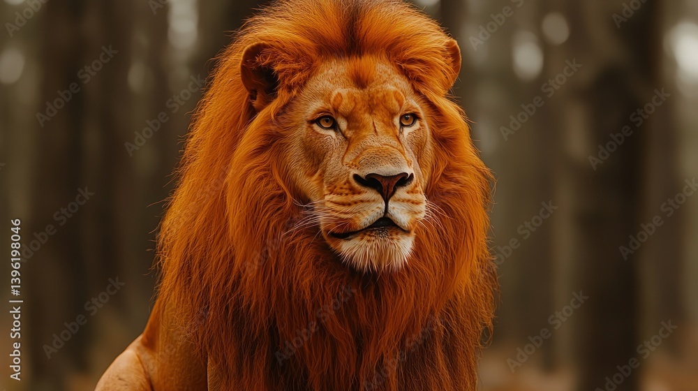 Fototapeta premium Majestic lion in a forest