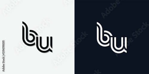 Modern Abstract Initial letter BU logo.