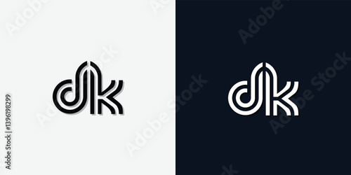 Modern Abstract Initial letter DK logo.