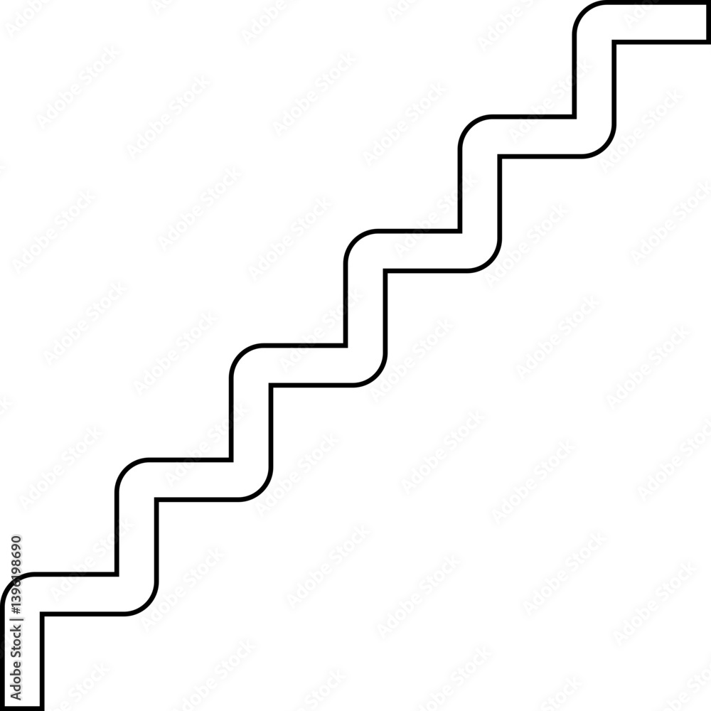 Maze-style abstract outline with irregular squared waves and rounded corners arranged in a modern modular vector path. Maze-style abstract outline with irregular squared waves and rounded corners arranged in a modern modular vector path.