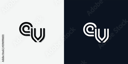 Modern Abstract Initial letter EV logo.