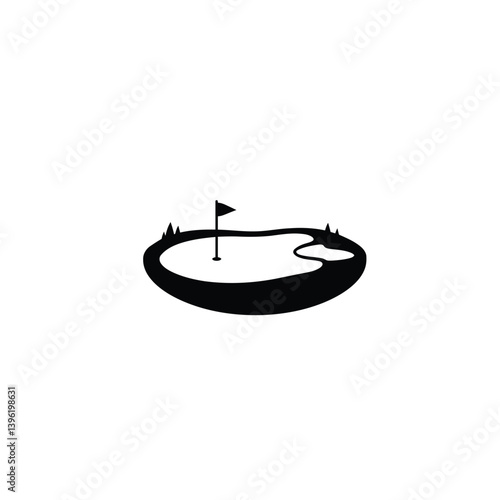 Golf Course Minimalist Black And White Silhouette Icon Design Vector Illustration