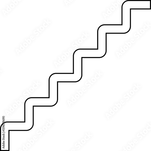 Maze-style abstract outline with irregular squared waves and rounded corners arranged in a modern modular vector path.