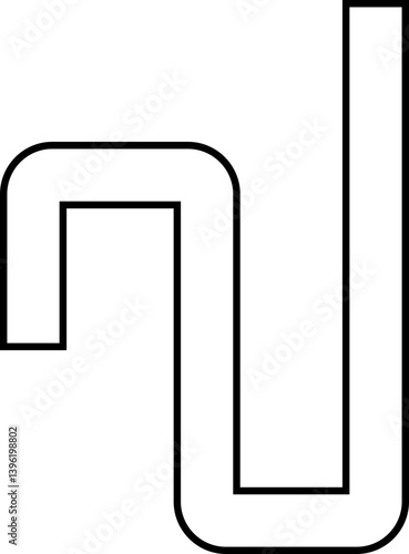 Maze-style square path with inconsistent wave direction and rounded corners forming an irregular structure.