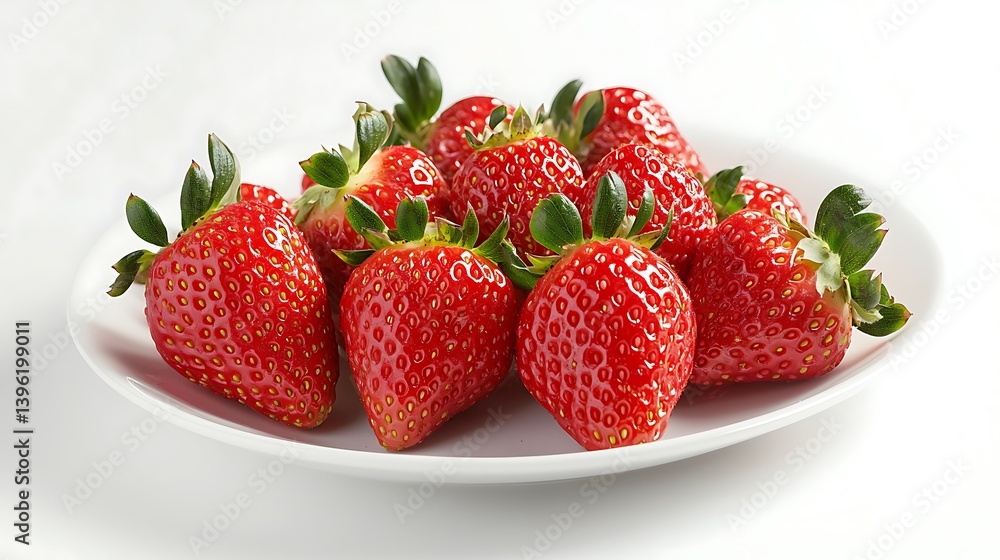 Simple plate fresh strawberries with stems, a natural treat Simple plate fresh strawberries with stems, a natural treat