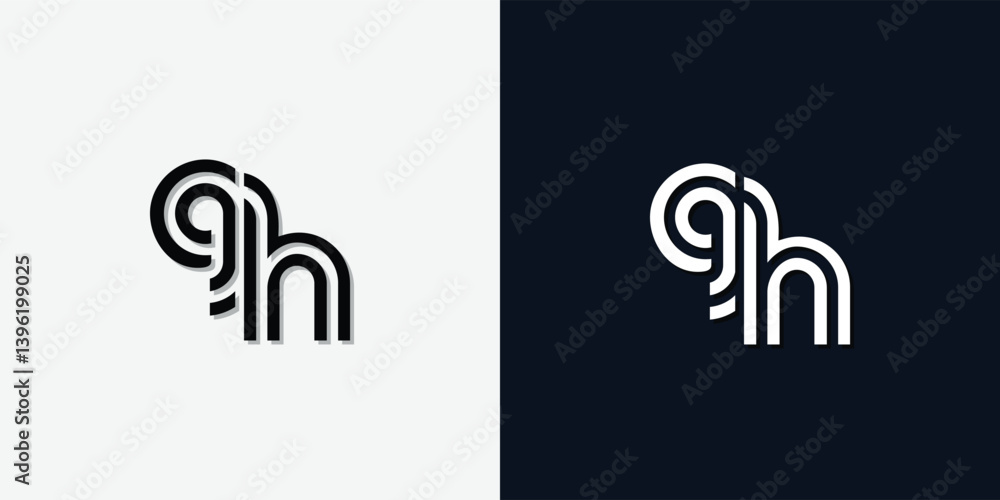 Modern Abstract Initial letter GH logo. Modern Abstract Initial letter GH logo.