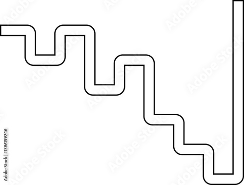Zigzagging squared waves arranged in an irregular continuous path with smooth corners.