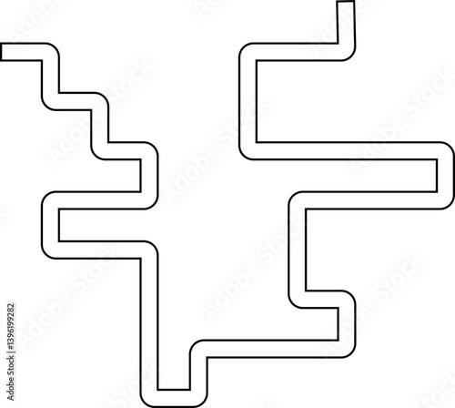 Combination of zigzag and square waves creating a continuous maze with modular rhythm.